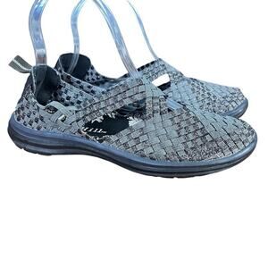 Cobb Hill New Balance Wow Woven Womens Silver Stretch Flats Sporty Shoes sz 6M